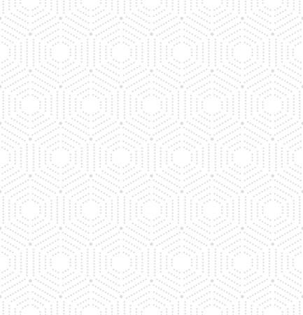 Geometric light repeating vector ornament with hexagonal dotted elements. Geometric modern ornament. Seamless abstract modern patternのイラスト素材