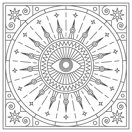 Mandala. Abstraction. Linear vector illustration.のイラスト素材