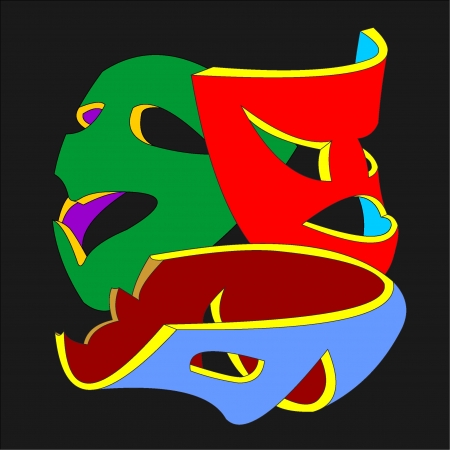 Three masks on different coloursのイラスト素材