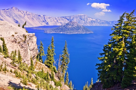The deep blue beautiful crater lakeの写真素材