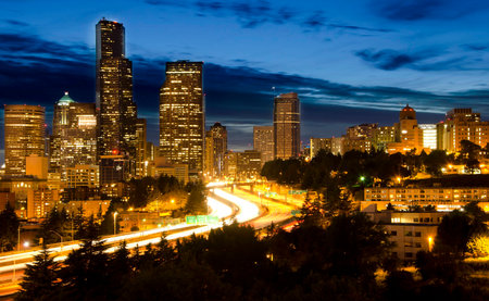 Beautiful nightview of seattleのeditorial素材