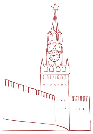 Vector line drawing of monument of Moscow architectureのイラスト素材