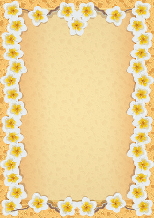 Vertical frame with tlowers frangipani. Vector illustration.のイラスト素材