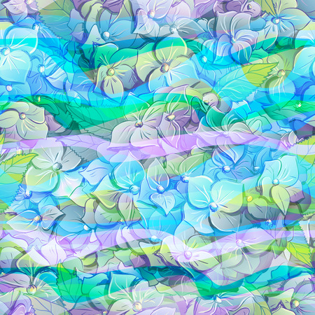 Wallpaper of flowers hydrangeas with leafs.   Vector illustration.のイラスト素材