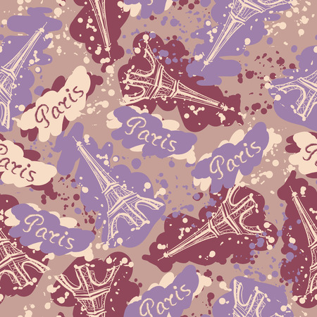 ongoing background on the theme of a trip to Paris with the inscriptionのイラスト素材