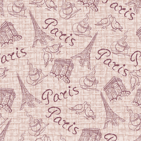 Ongoing background on the theme of a trip to Paris with the inscriptionのイラスト素材