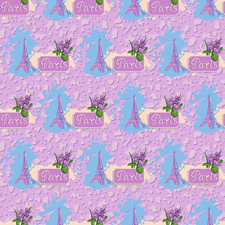 ongoing background on the theme of a trip to Paris with the inscriptionのイラスト素材