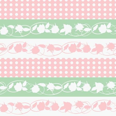 Flowers and leaves on a stripes background.のイラスト素材