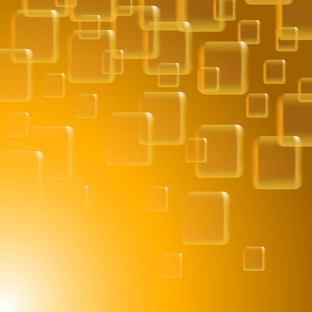 Golden background of flying squares. Vector illustrationのイラスト素材
