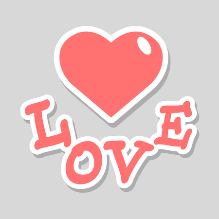 Red heart and words on a gray background. Love themeのイラスト素材