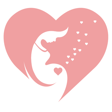 Pregnant woman blue and white illustrationのイラスト素材