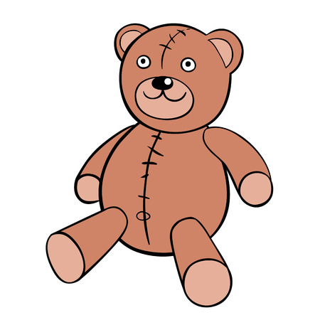 Brown teddy bear in solid colors on white backgroundのイラスト素材