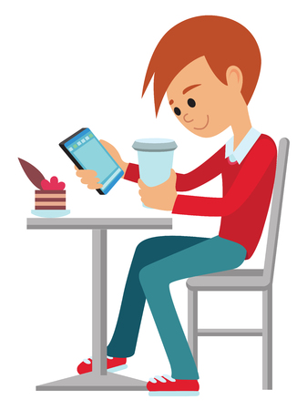 Vector illustration of a coffee break on white backgroundのイラスト素材