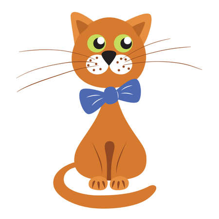 Cute red cat with a bow. Vector illustration of petsのイラスト素材