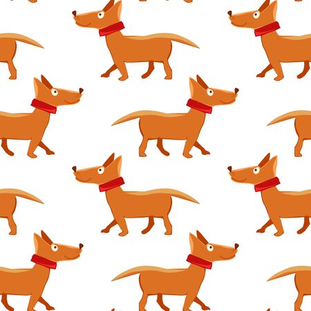 Vector illustration of seamless pattern with repeating dog on white backgroundのイラスト素材