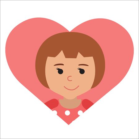 Vector drawing icon little girl in the pink heartのイラスト素材