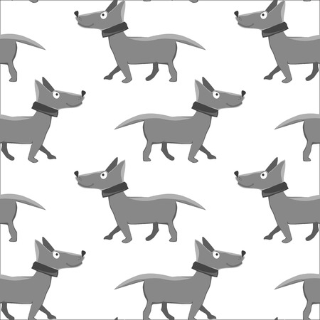Vector illustration of seamless pattern with repeating dog on white backgroundのイラスト素材