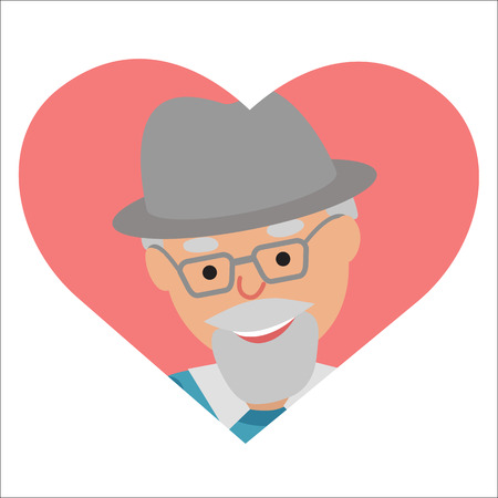 Vector drawing of icon elderly man in the heartのイラスト素材