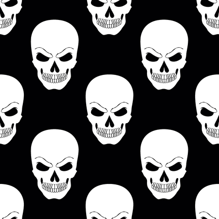 Skull black and white endless background vector illustartionのイラスト素材