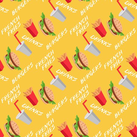 Fast food seamless pattern with burgersのイラスト素材