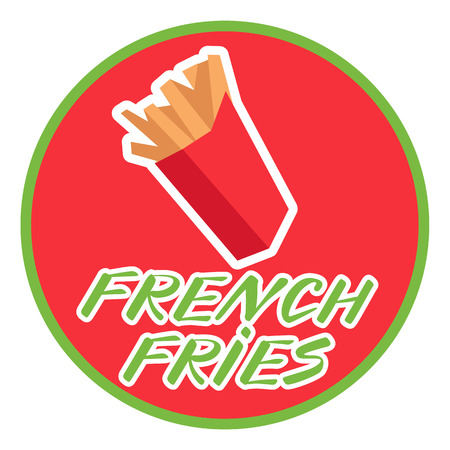 French fries in a box icon in flat style on a white backgroundのイラスト素材