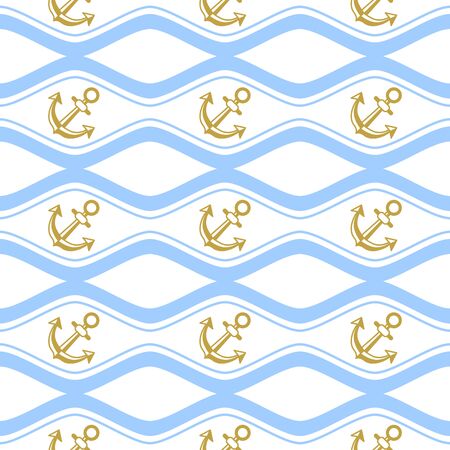 Seamless pattern with ropes and waves. Ongoing backgrounds of marine theme.の写真素材