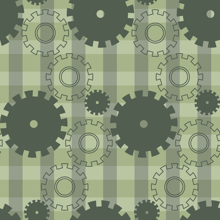 Vector ongoing pattern with green gears. Creative geometric background wheels.のイラスト素材