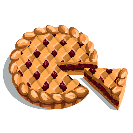 Illustration homemade fruit and berry pie  isolated on white background.のイラスト素材