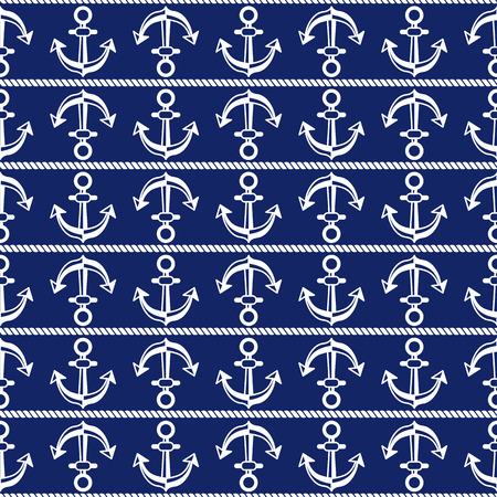 Seamless pattern with anchors. Ongoing backgrounds of marine theme.のイラスト素材