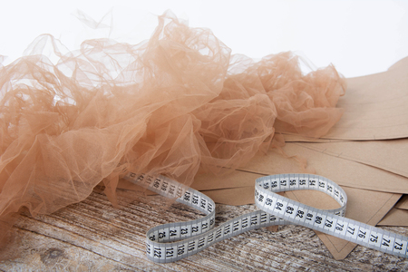 Fabric and objects for sewing clothes. Fashion, style and design of clothes.の写真素材