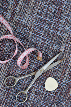 Sewing tools and sewing supplies, accessories creating a new fashion.の写真素材