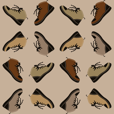 Seamless pattern brown boots. Vector illustration for print.のイラスト素材