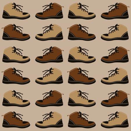 Seamless pattern brown boots. Vector illustration for print.のイラスト素材