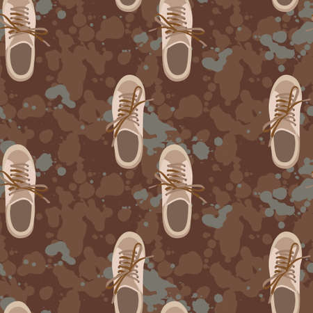 Fashionable sneakers on the background of colored spots.のイラスト素材