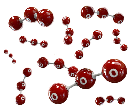 3D Illustrator molecule of Ozone on a white backgroundの写真素材