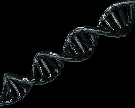 3d illustration Concept of biochemistry with dna molecule on black backgroundの写真素材