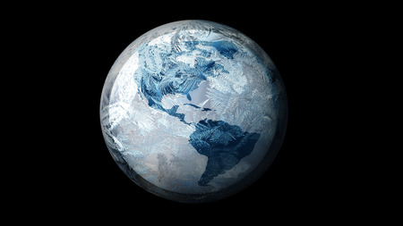 3d Illustration of Frozen Earth in space.