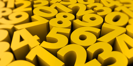 3d illustration of Abstract 3D numbers background computer generated render.の写真素材