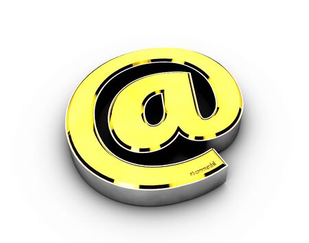 3d Illustration with gold e-mail symbol on white backgroundの写真素材