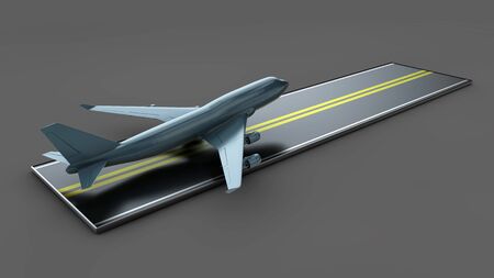 Big Commercial airplanes. 3D illustration. isolated on grayの写真素材