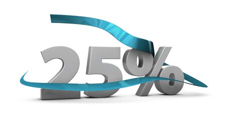 3d Illustration red discount 25 percent off and in the gray box.の写真素材
