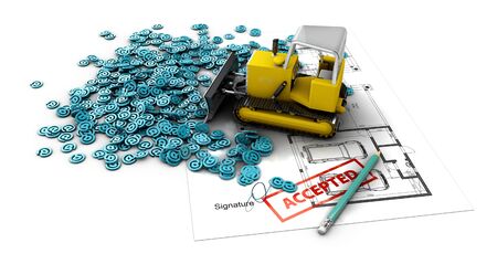 Plan creation process concept web 3d illustration.