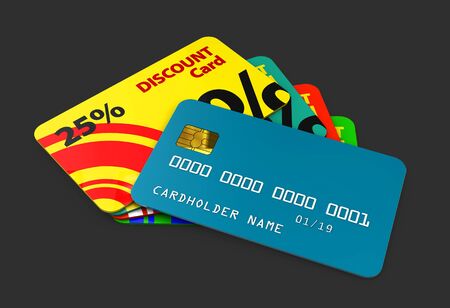 3d Illustration of discount cards template for business isolated blackの写真素材