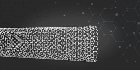 illustration of nanotube molecule. on dark backroundの写真素材