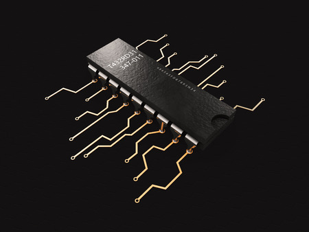 Electronic components. 3d illustration. isolated black background