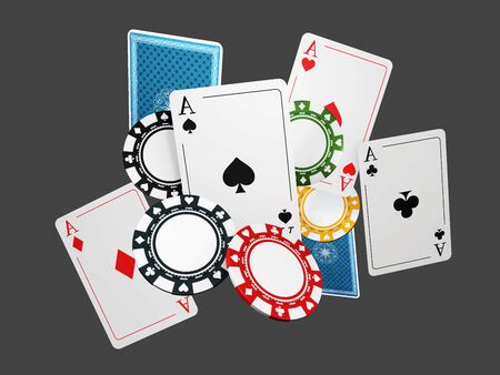 3d Illustration of poker playing cards and chips