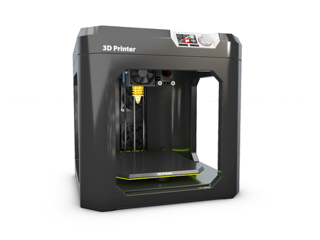 3d Illustration of modern professional plastic 3D printer isolated on white background.