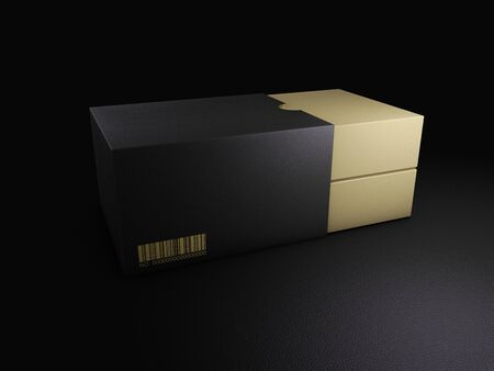 A Opened Golden Black Box Mockup, 3d rendering.