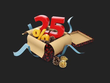 3d illustration of Special offer sale. Discount offer price, 25 percent off discount, ad offer on...