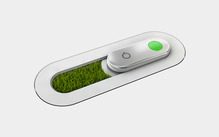 3d Illustration of button with grass, user interface, isolated white.の写真素材